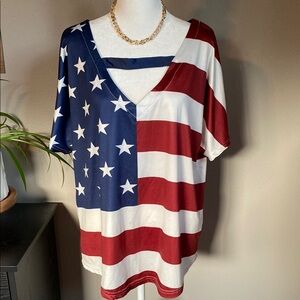 Source Unknown Red and White Relaxed Oversized Tee